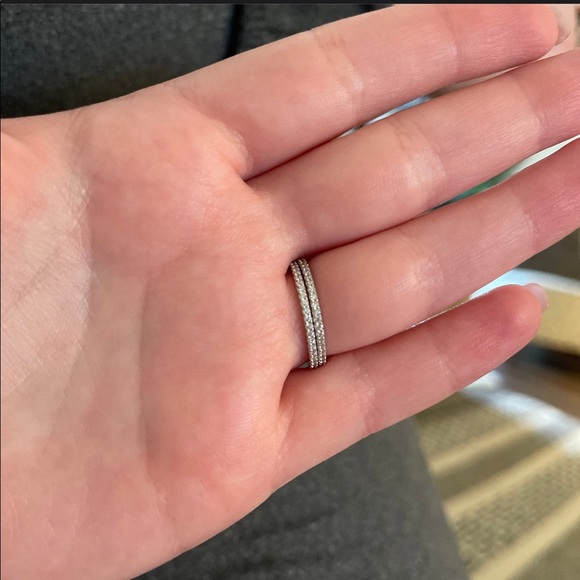 1.5 mm CZ Cubic Zirconia Minimalist .925 Sterling Silver Stackable Eternity Ring - Picture 7 of 11